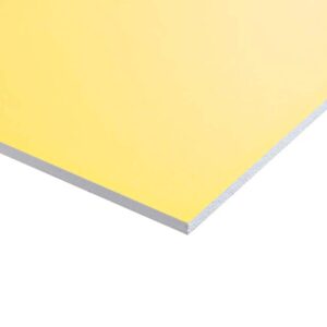 Plastplade gul (folieret) 122 x 244 cm. Plastplade gul (folieret) på mål.